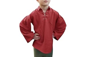 Bbalizko Boys Medieval Pirate Shirt Kids Renaissance Lace up Halloween Scottish Jacobite Ghillie Costume Tops