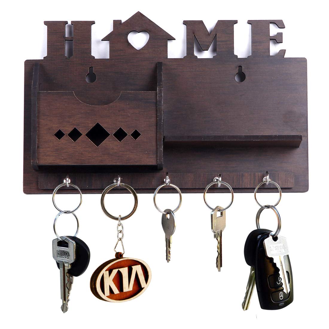 Lakhaji Home Side Shelf Brown Key Holder Wooden Key Holder for Home and