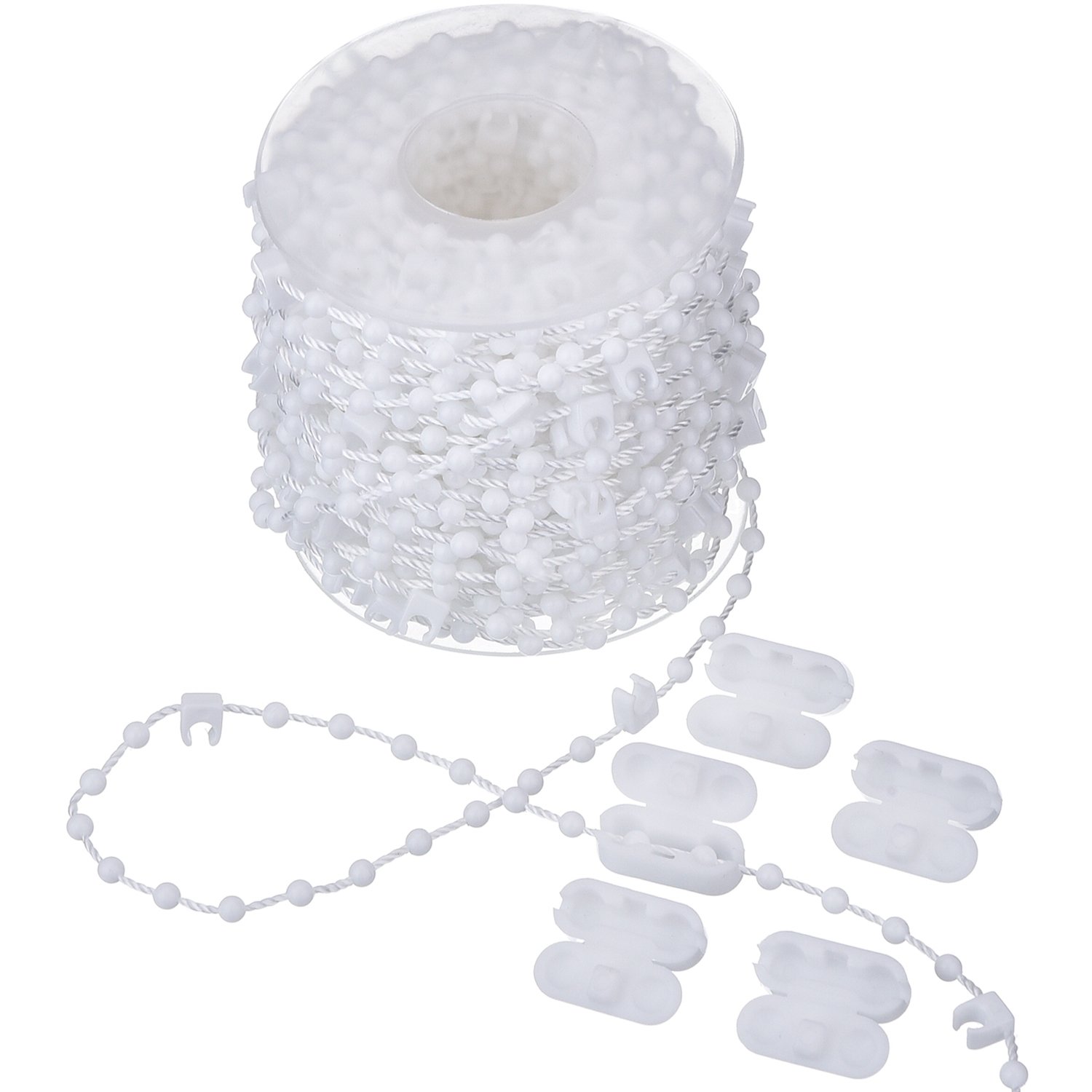 Shappy 20 Meter Vertical Blind Bottom Chain with 5 Pieces Plastic Chain Connectors for 3.5 Inch/ 89 mm Slats