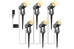 Svater Low Voltage Landscape Lighting Outdoor, 3W 250 LM Plug-in Outdoor Spotlights with Transformer for House Yard Pathway, 3000K Warm White Spot Lights IP65 Waterproof - 6 Pack