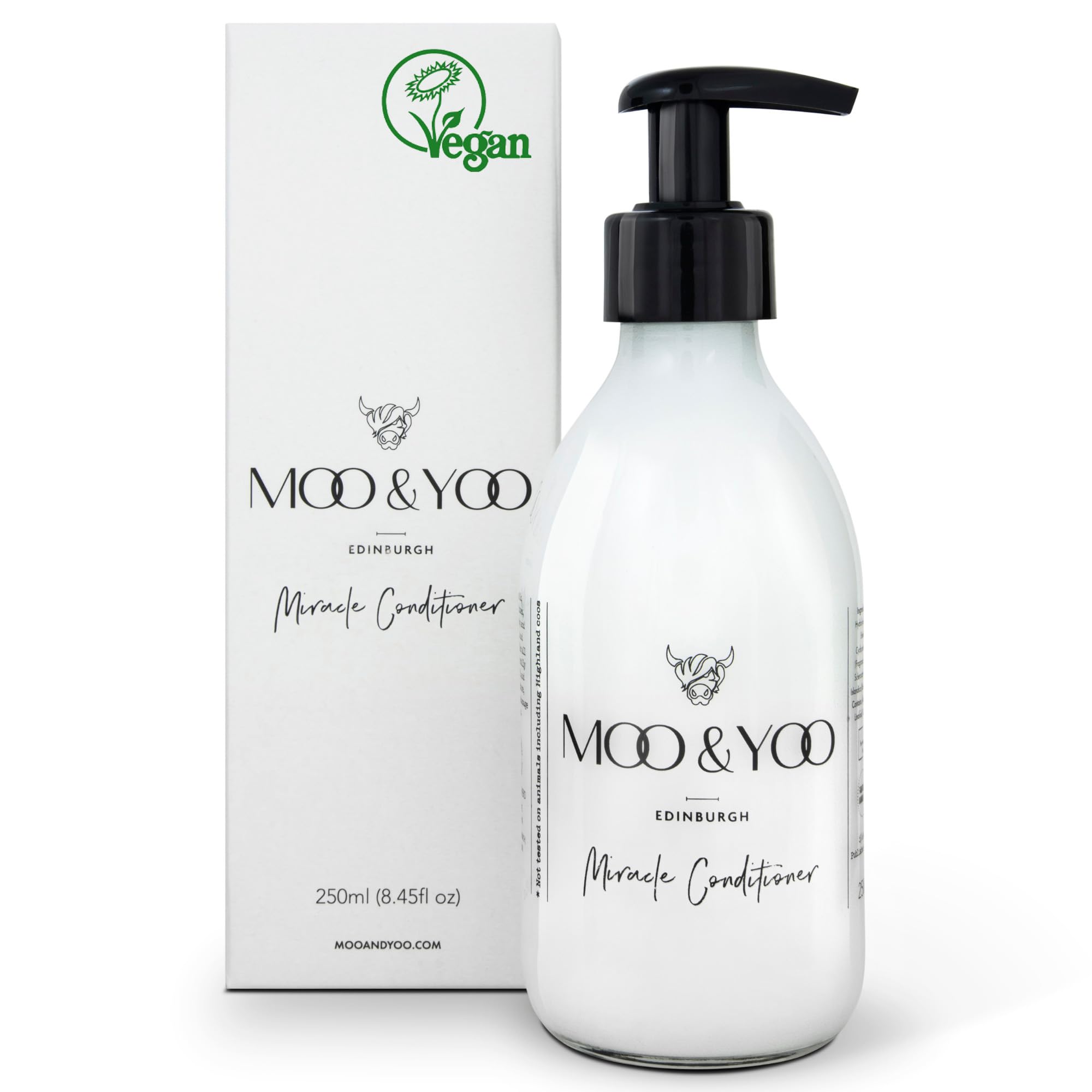 Moo & Yoo Miracle Hair Conditioner for Dry & Damaged Hair – Hydrating & Repairing Conditioner with Marula Oil, Icelandic Moss & Wheat Protein – Sulfate Free, Vegan & Cruelty Free – 250ml