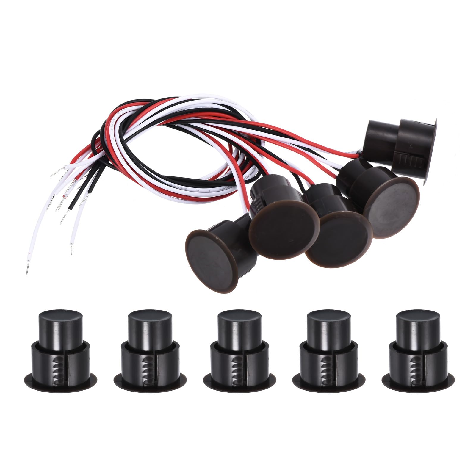 PATIKIL Magnetic Reed Switch, 5 Pack NO NC Wired Recessed Door Sensor Window Contact Switch for Alarm System, Brown