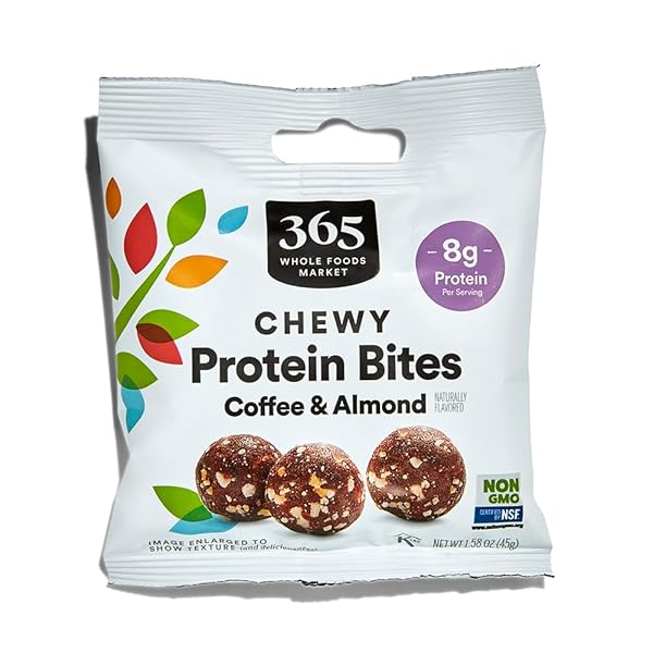 365 BY WHOLE FOODS MARKET, PROTEIN CHEWY BITES COFFEE ALMOND, SINGLE SERVING 1.58 OUNCE