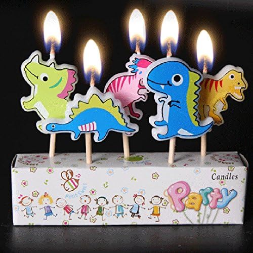 Cartoon Dinosaur Candles Kids Happy Birthday Party Decoration Cake Toppers (1 set=5 pcs)