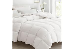 CYMULA Twin Feather Down Comforter with 100% Cotton Cover, Medium Warmth Duvet Insert with Luxurious Down Fill, 8 Corner Tabs and Machine Washable for All Season - White Solid (68x90)