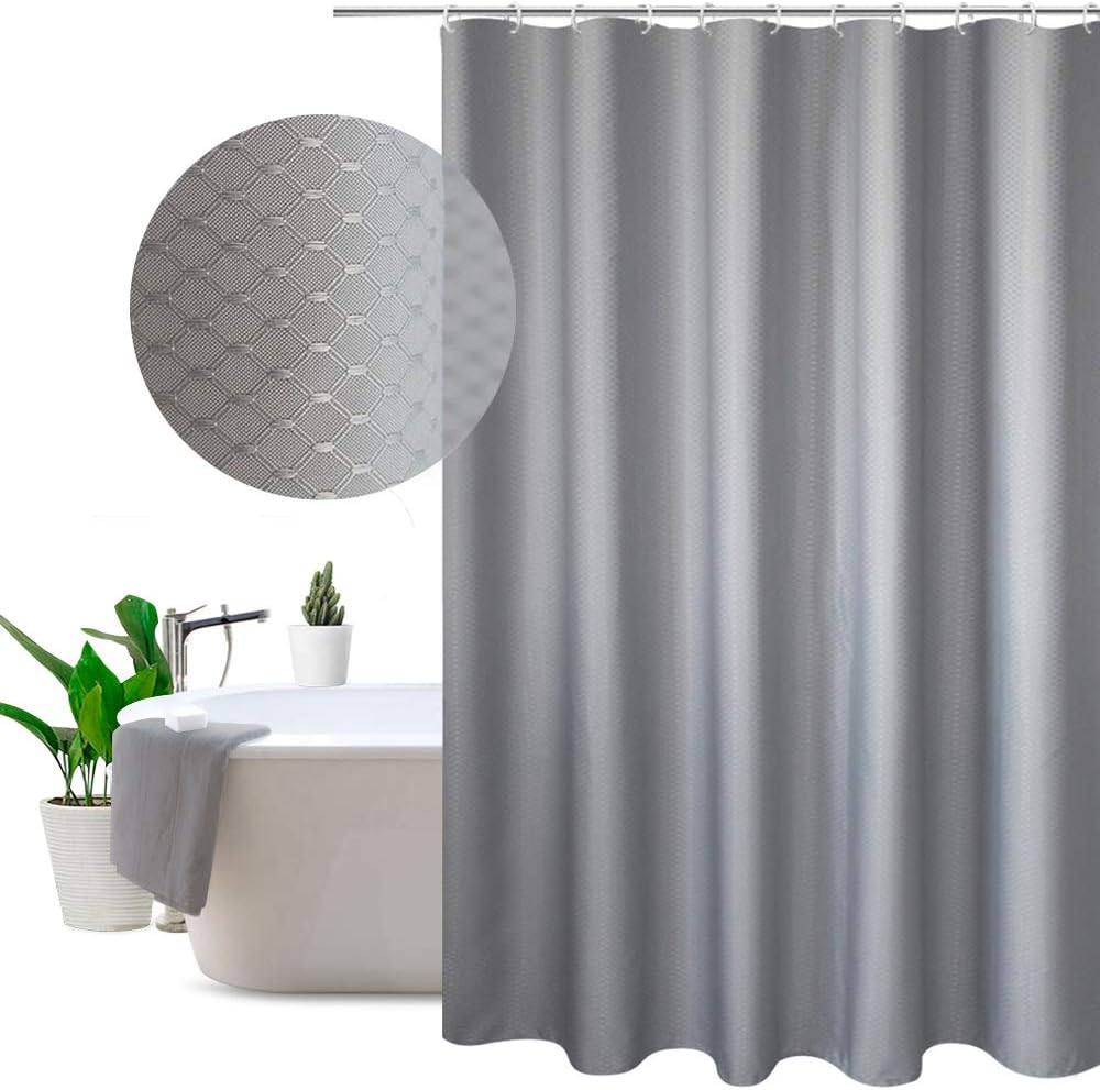 EurCross Small Waffle Polyester Shower Curtain Grey