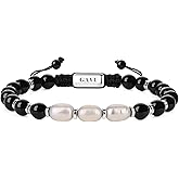 GAVU Freshwater Pearl Bracelet for Men Women, Adjustable Beaded Bracelet, Natural Crystal Bracelet for Men