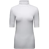 OThread & Co. Women's Half Sleeve Turtleneck T-Shirt Basic Stretch Layer Comfy High Neck Top