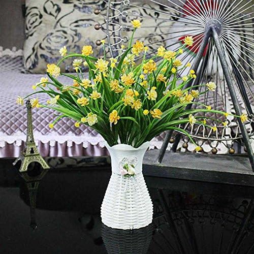 Jhyflower High-end atmospheric bedroom furnishings plastic artificial flowers simulation dried bouquet ornaments small pot home table tea, white 3 yellow jasmine B basket