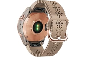 Abanen Lace Silicone Watch Bands for Garmin Fenix 7S / Fenix 6S / Fenix 5S / Instinct 2S, Quick Fit 20mm Soft Silicone Sport Hollowed-out Slim Wrist Strap for epix Pro 42mm