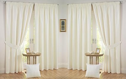SWISS FAB Plain Fancy 4 Piece Eyelet Polyester Long Door Curtain Set - 9ft , Cream