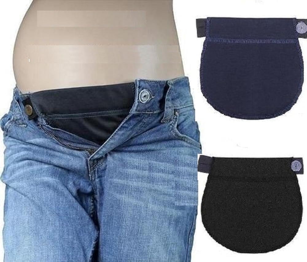 Pack of 2 Pregnancy Maternity Black/Blue Adjustable Waist Belly Belt