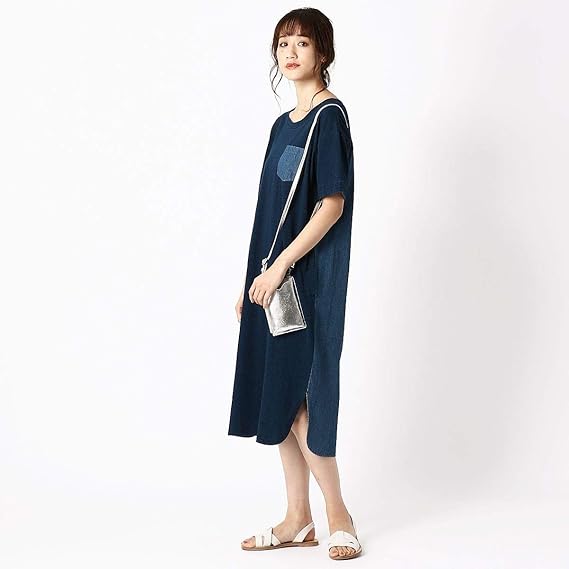 Amazon コムサ イズム Comme Ca Ism コットン デニム Tシャツ ワンピース 52 34ol 109 L ネイビー ワンピース チュニック 通販