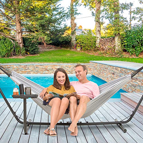 VITA5 Hängematte mit Gestell Outdoor - Hängematte 2 Personen für Garten & Balkon - Doppelhängematte mit Getränkehalter… – Bild 5