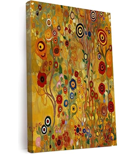 Stretched Framed Wall Art Wieco Art Hand-Painted Floral Canvas Wall Art ...
