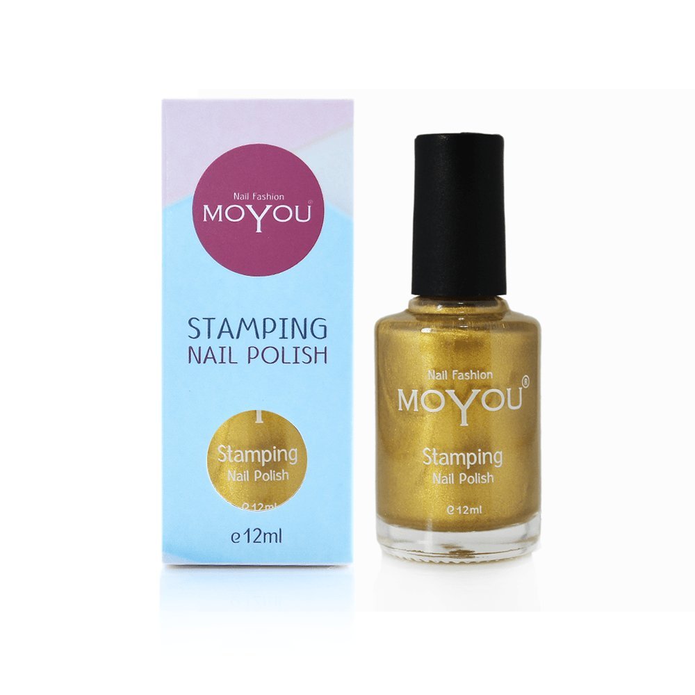 MoYou Nails original Gold shade, Shimmery gold colour, long lasting nail polish used to create beautiful nail art designs