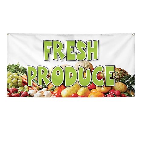 Amazon Com Vinyl Banner Sign Fresh Produce Restaurant Cafe Bar