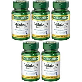 Melatonin 3 mg, 5 Bottles (240 Count)