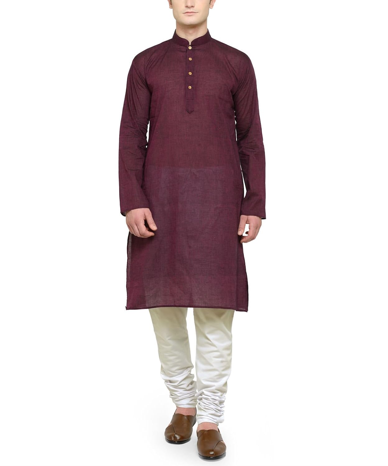 rg designers maroon plain full sleeves kurta pyjama set for men