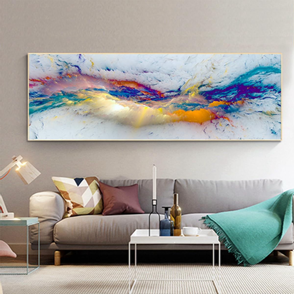 JNAOZI Abstract Colourful Pictures Ink Painting Poster Wall Painting,Islamic Poster Canvas Pictures, Islam Picture, for Living Room Decoration, No Frame (Poster-01,1Pcs-60x180cm)