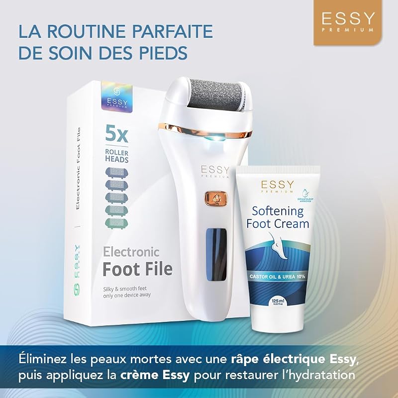 Lime à Pieds Électrique avec 5 Rouleaux de Rechange (Blanc)