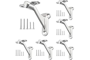 YOUEON 6 Pack 3 Inch Handrail Stair Bracket Brushed Nickel, Rust-Proof & Heavy Duty Hand Rail Brackets with Mounting Screws for Home Office Stail Support, Stairway Railing Brackets