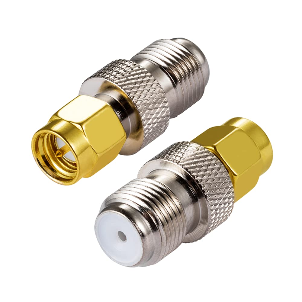 Vecys SMA Connector Adapter SMA Male to F Type Female Coaxial Cable Connector Straight Adapter for FM Radio DAB Antenna WIFI Antenna CATV TV Antenna Aerial Networks Modems(2 pcs)