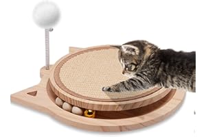XIHAN Cat Scratcher Board with Natural Sisal,Interactive Cat Kitten Kitty Toys with Ball Track Spring Ball for Bored Indoor Adult Cats,Cat Scratch Furniture Protector for Active Play and Relieves Stress