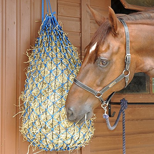 Hay Bag 40" Slow Feed Handy Hay Net for Horse and Equestrian, Better for Digestion and Weight Control, Preventing Bloat and Bolic Choke (Blue)