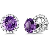 Gem Stone King Stud Earrings with Removable Jackets For Women | 925 Sterling Silver | Gemstone Birthstone | Round 7MM | Fine Jewelry Gifts for Her Mom Women Wife