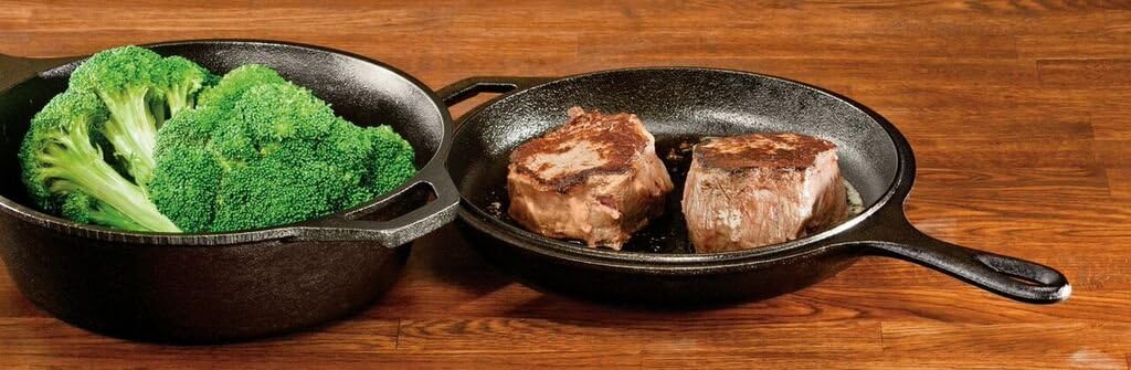 Lodge Pre-Seasoned Cast Iron Combo Cooker, 2-Piece Set, 10.25", Black: Campfire Cookware: Kitchen & Dining