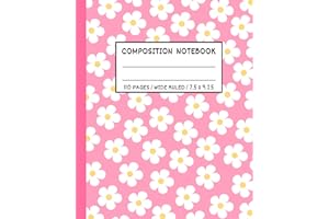 Cute Composition Notebook Wide Ruled: Aesthetic Notebook | Pink Composition Notebooks Wide Rule For Teen Girls | Students Sch
