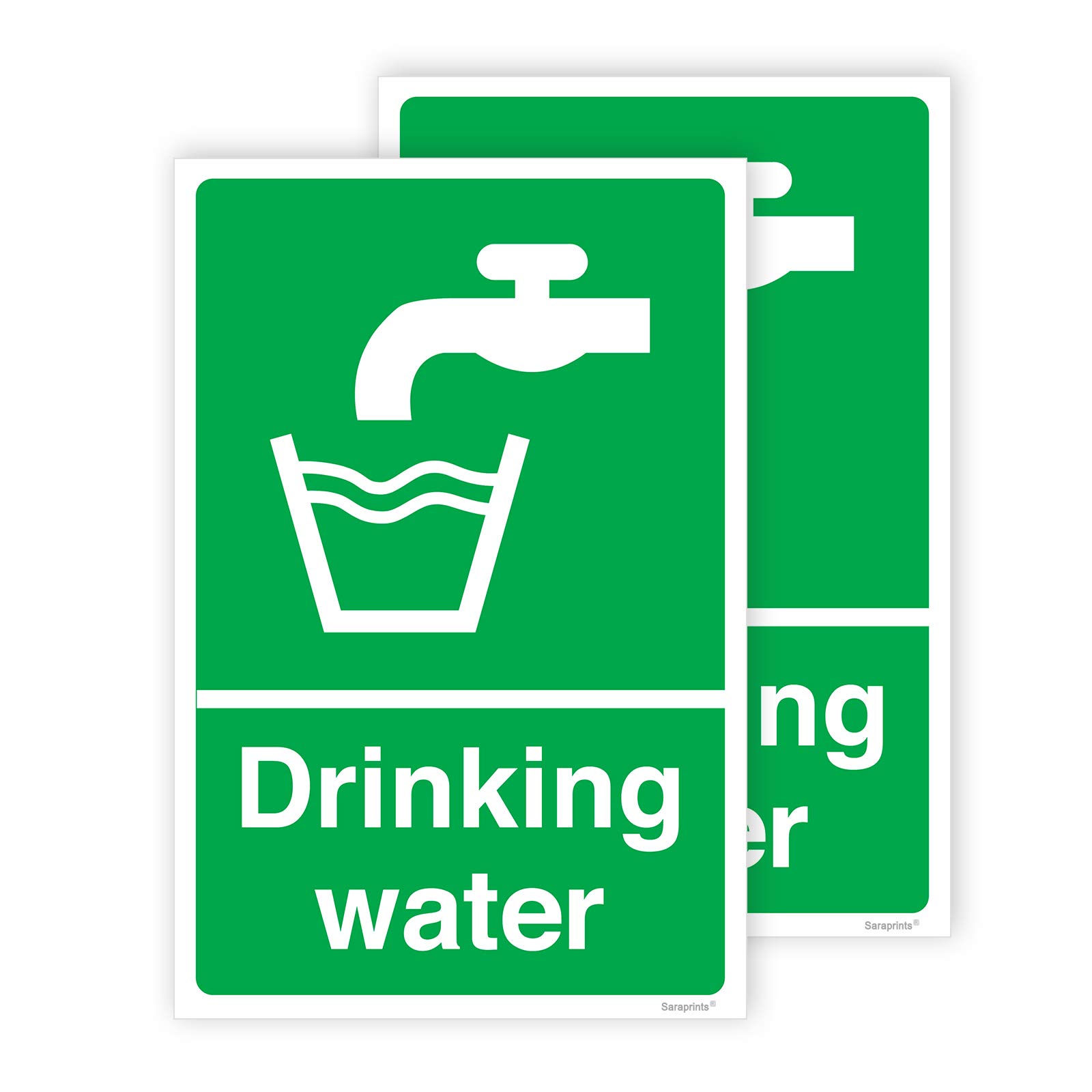 Pack of 2 Drinking Water Signage (150 x 100 mm) Waterproof Drinking Water Vinyl Stickers