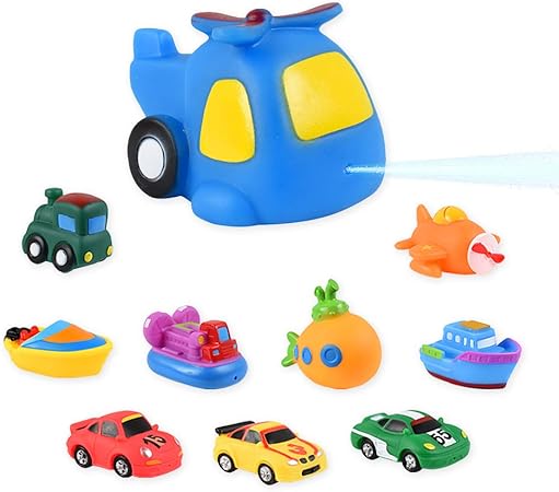Amazon Wolvol 10キッズバスのおもちゃ浮動バスタブおもちゃの車電車船 航空機 車両のパック お風呂用おもちゃ おもちゃ