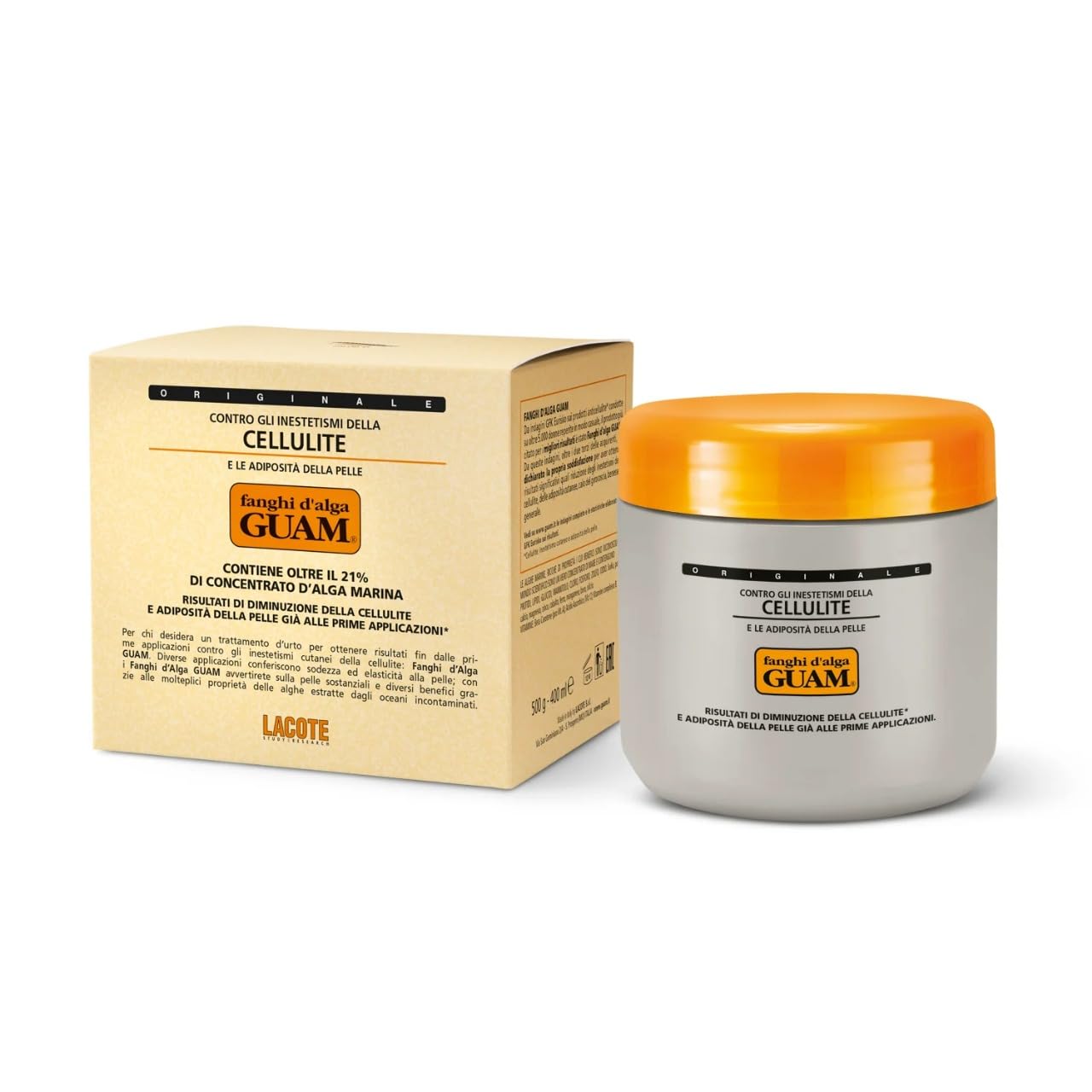 GUAM Seaweed Mud Anti Cellulite Treatment for Legs & Thighs - 500g Natural Tightening Hot Body Mask - Skin Firming Antioxidant Cellulite Remover to Reduce Imperfections, Improves Tone & Elasticity — image 1