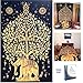 Your Spirit Space (TM Black/Gold Good Luck Elephant Tapestry-Tree of Life. Quality Home or Dorm Hippie Wall Hanging. The Ultimate Bohemian Tapestry Decoration