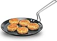 Futura Hard Anodised Flat Tava Griddle, 10-Inch, 4.88mm with Steel Handle, Black
