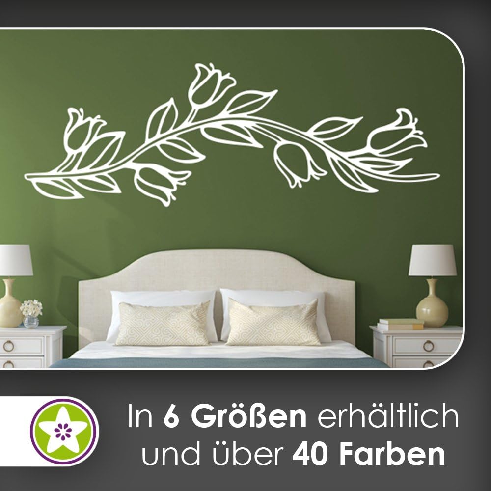 Kiwistar Fiore – Ranken Adesivo in 6 Dimensioni – Wall Sticker Wall Sticker, 70_Schwarz, 60 x 26 cm