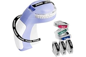 YOULABLE Embossing Label Maker with 6 Label Tapes, 3D Embosser Handheld Label Machine, Portable Lettering Embossed Labeler Printer with 6 Rolls Tapes for Office Home Organization and DIY Crafting(Purple) ﻿