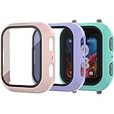 NewJourney Compatible with Bark Watch Screen Protector, 3 Pack Bumper Case with Scratch-Resistant Tempered Glass Cover, Kids Smartwatch Accessories (Teal+Purple+Pink)