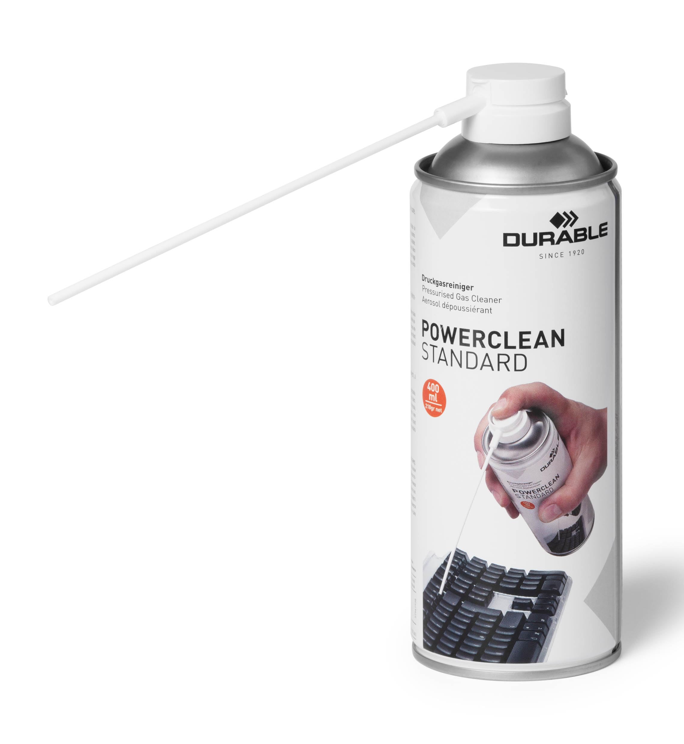 Durable POWERCLEAN Strong HFC-Free Compressed Air Duster, Electronics Safe PC and Keyboard Canned Air Cleaner, Condensed Spray Can, 400ml