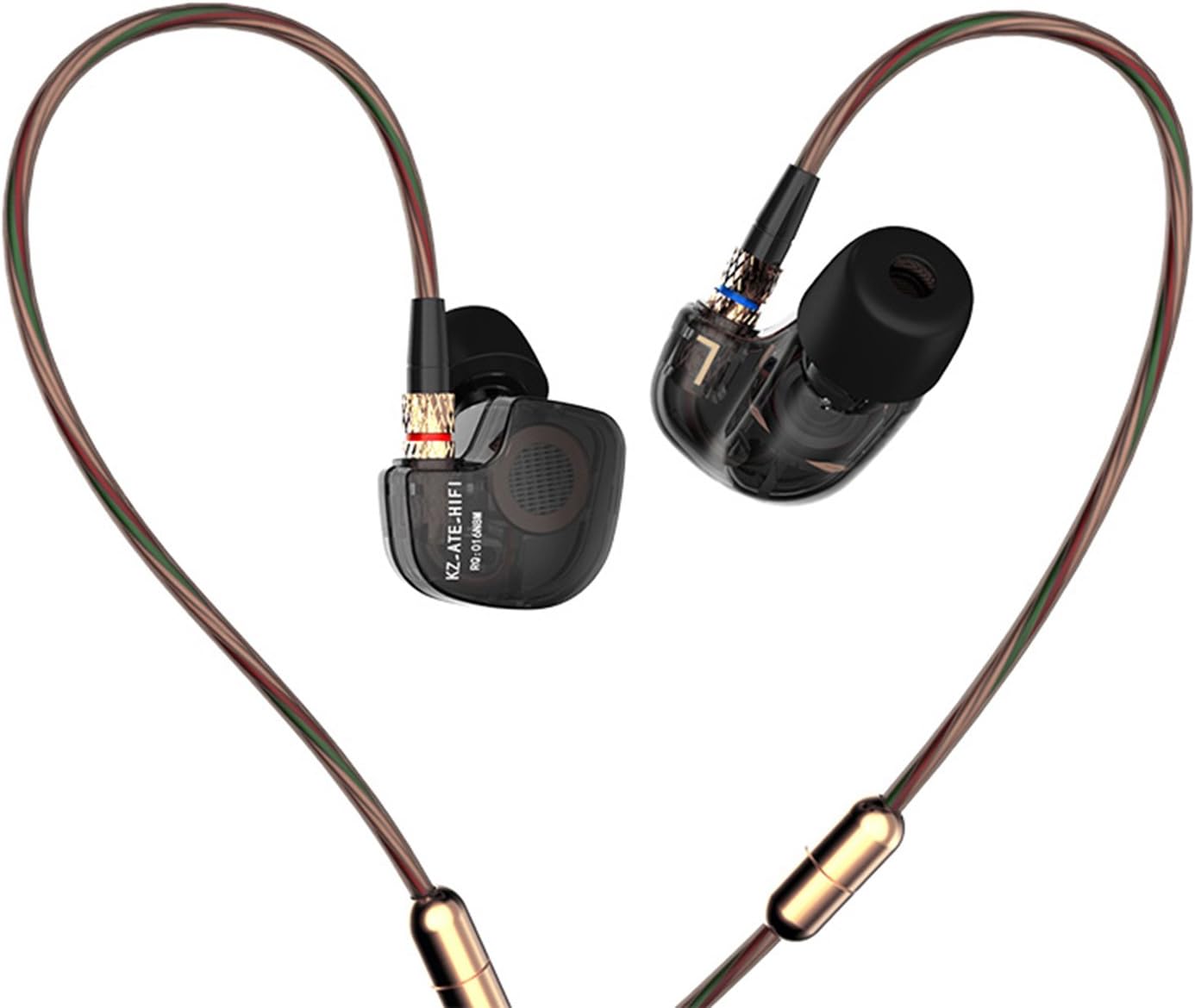 KZ ATE Dynamic Balanced Armature IEMS in Ear HiFi Monitors DJ Studio Stereo Music Earphones Headphone Earbuds for Mobile Phone iPhone MP3 MP4 Music Player (Black Without Mic)