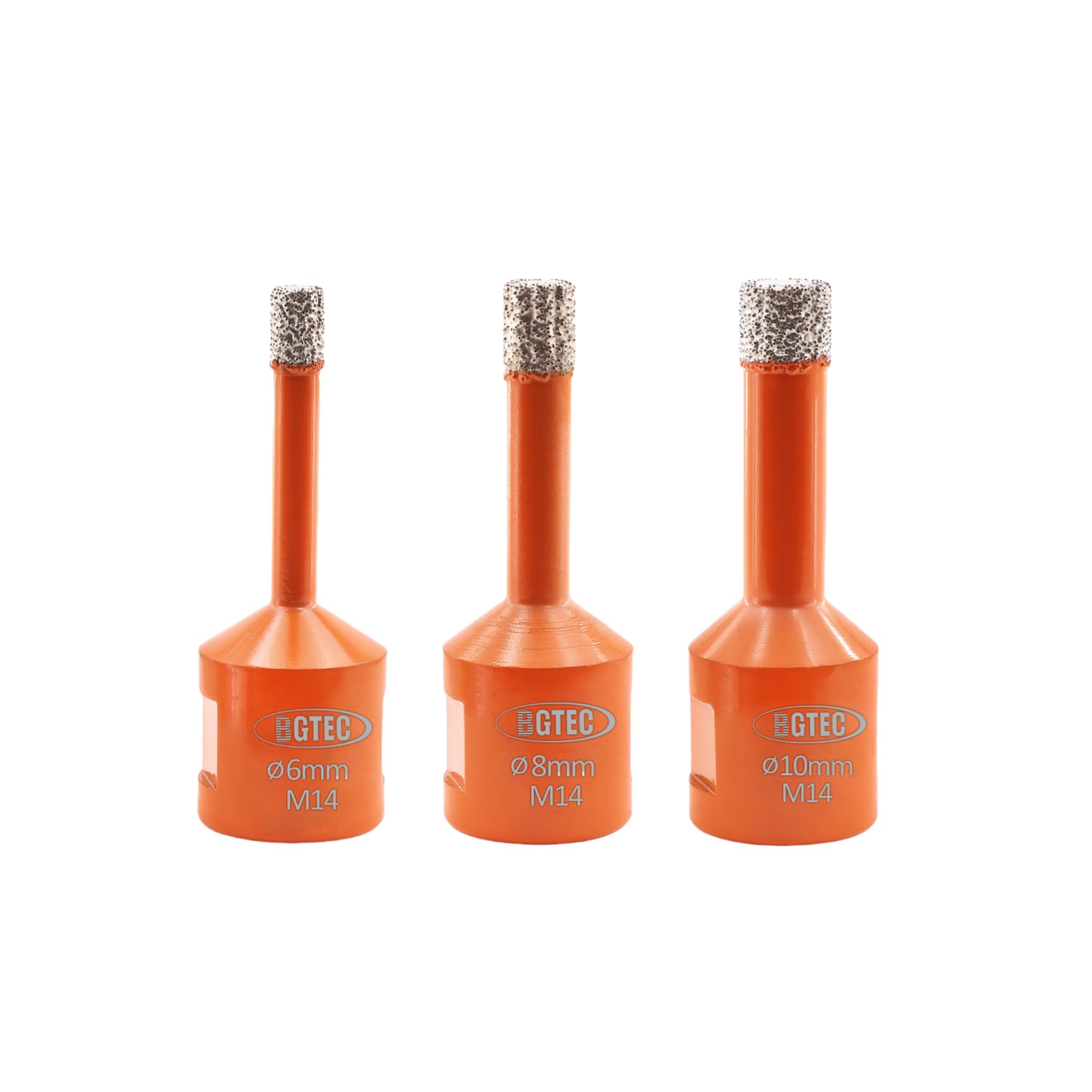BGTEC Dry Diamond Core Drill Bits Set 3pcs Dia 6/8/10MM Vacuum Brazed M14 Thread for Porcelain Tile Ceramic Marble Brick — image 1