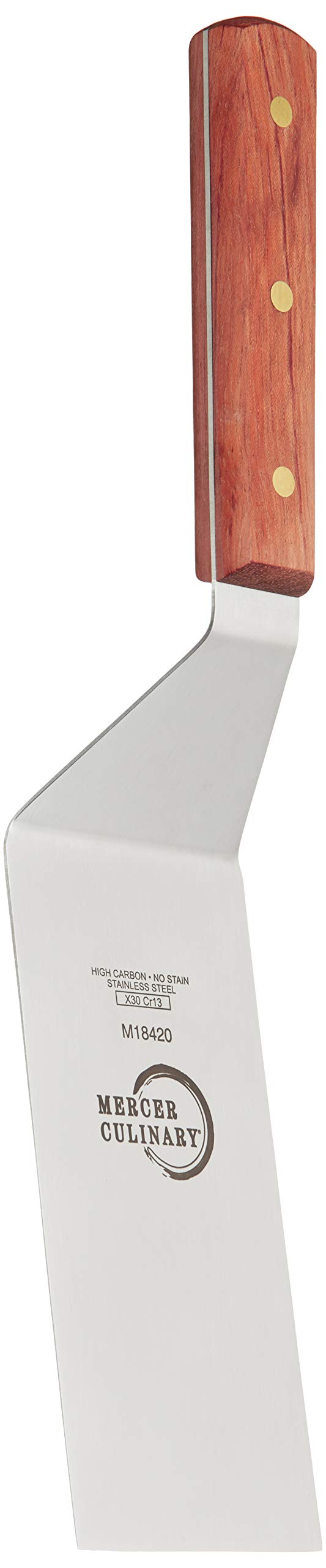 Mercer Culinary Praxis 6 x 3-Inch Square Edge Turner, Wood Handle, Stainless Steel, 25x10x3 cm, Silver