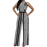 Pink Queen Womens Button Up Printed Long Wide Leg Pant Party Jumpsuits with Belt