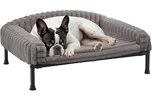 Veehoo Orthopedic Elevated Dog Bed with Bolster Cushion, Fluffy Plush Dog Couch Beds for Small Dogs, Cats, Washable Cozy Rais