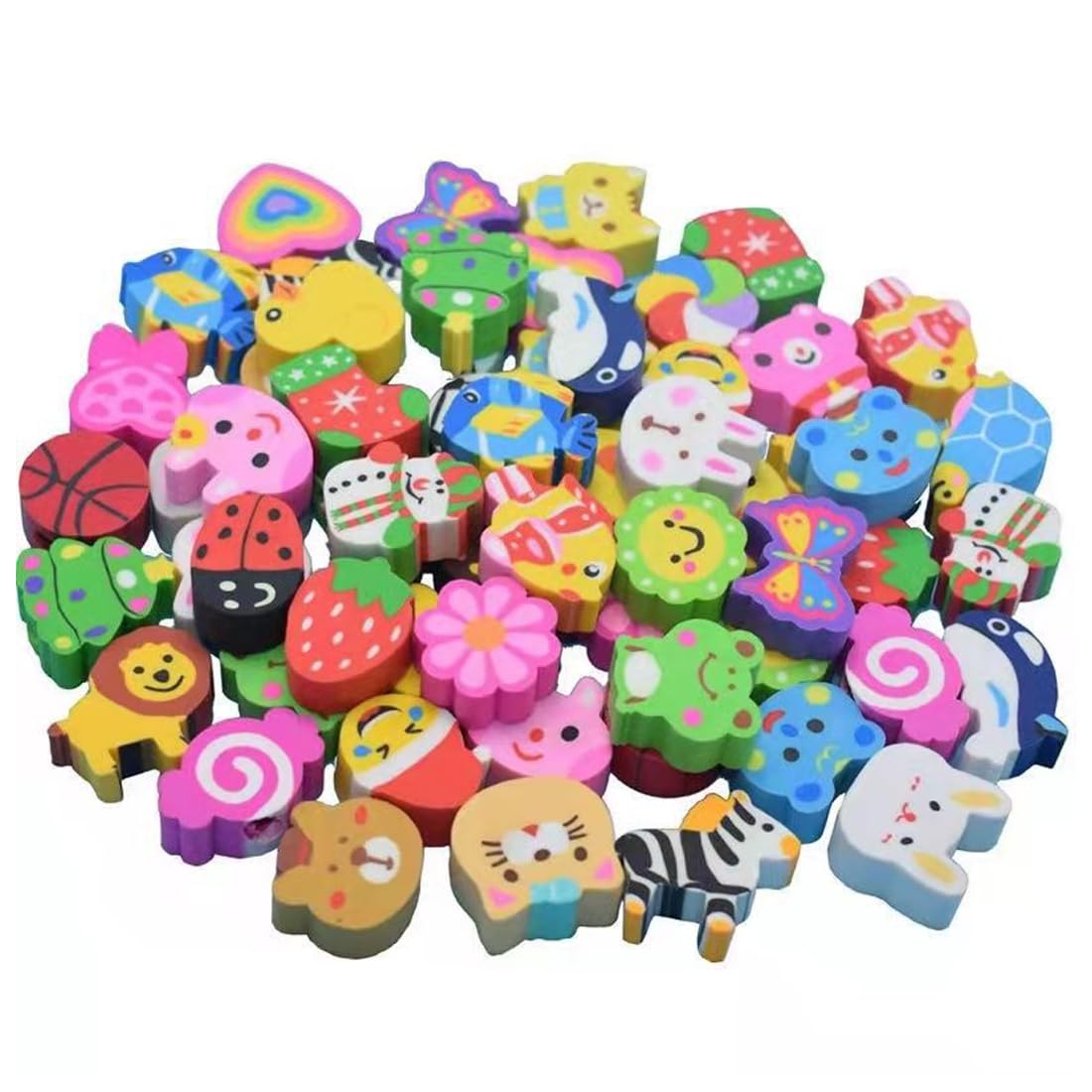 ZYBHMJE 30 Pcs Rubber Erasers Assortment Novelty Erasers for Party Favors, Kids, Class Rewards (Random Style)