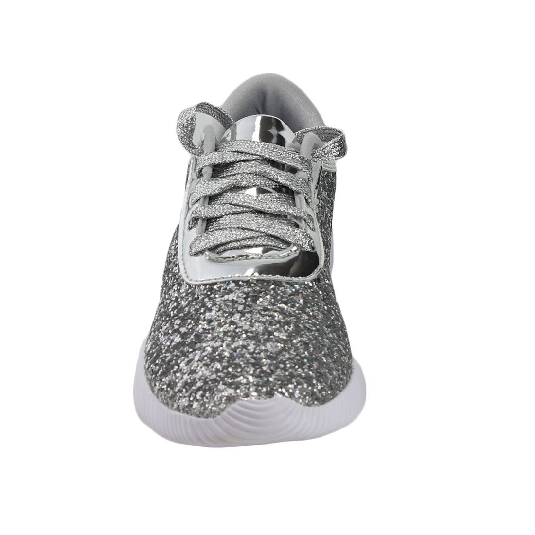 FOREVER FP13 Women's Sparkling Glitter Lace Up Fashion Street Sneakers, Color:Silver, Size:6 - Image 4