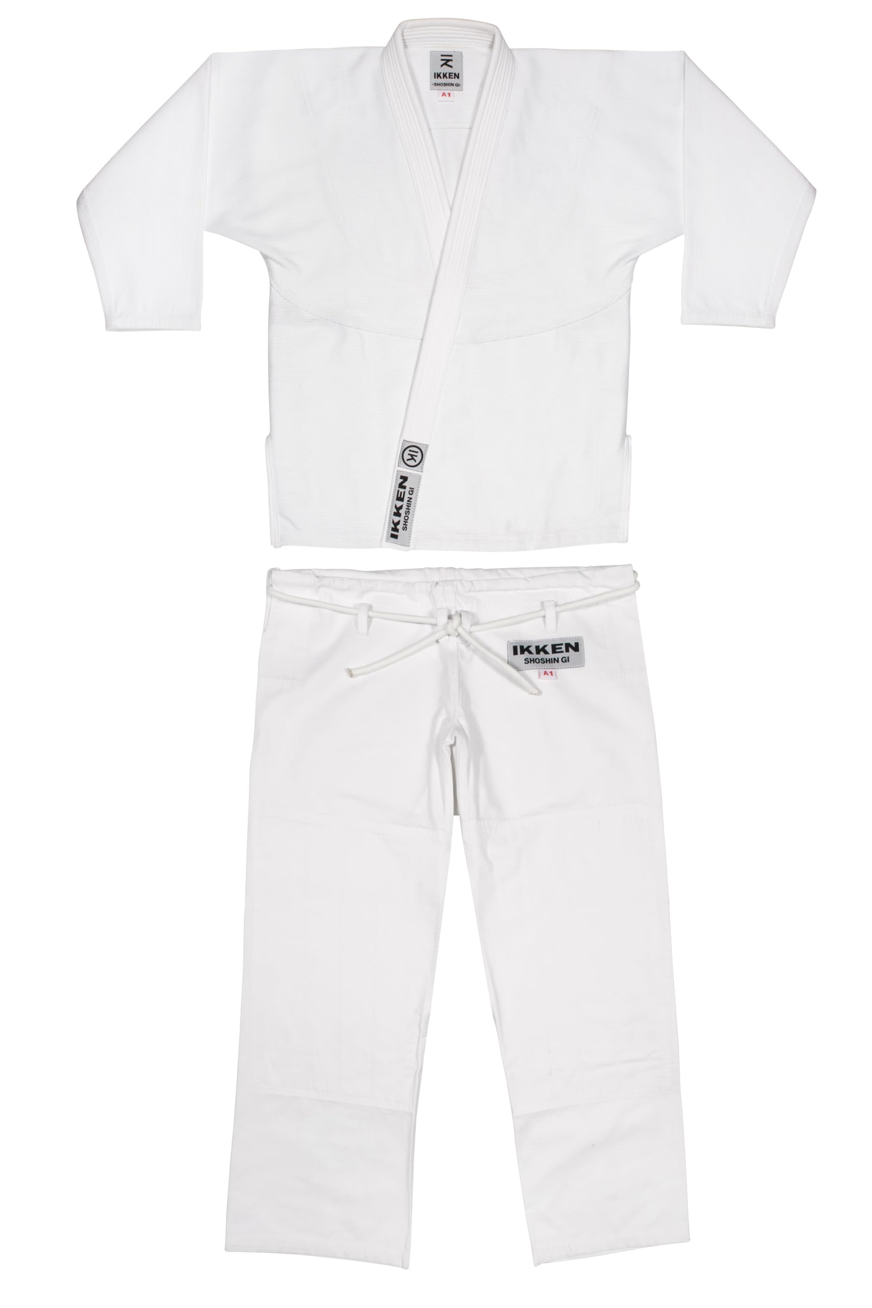IKKEN BJJ Gi Kimono Suit | No Logos (White, A1)