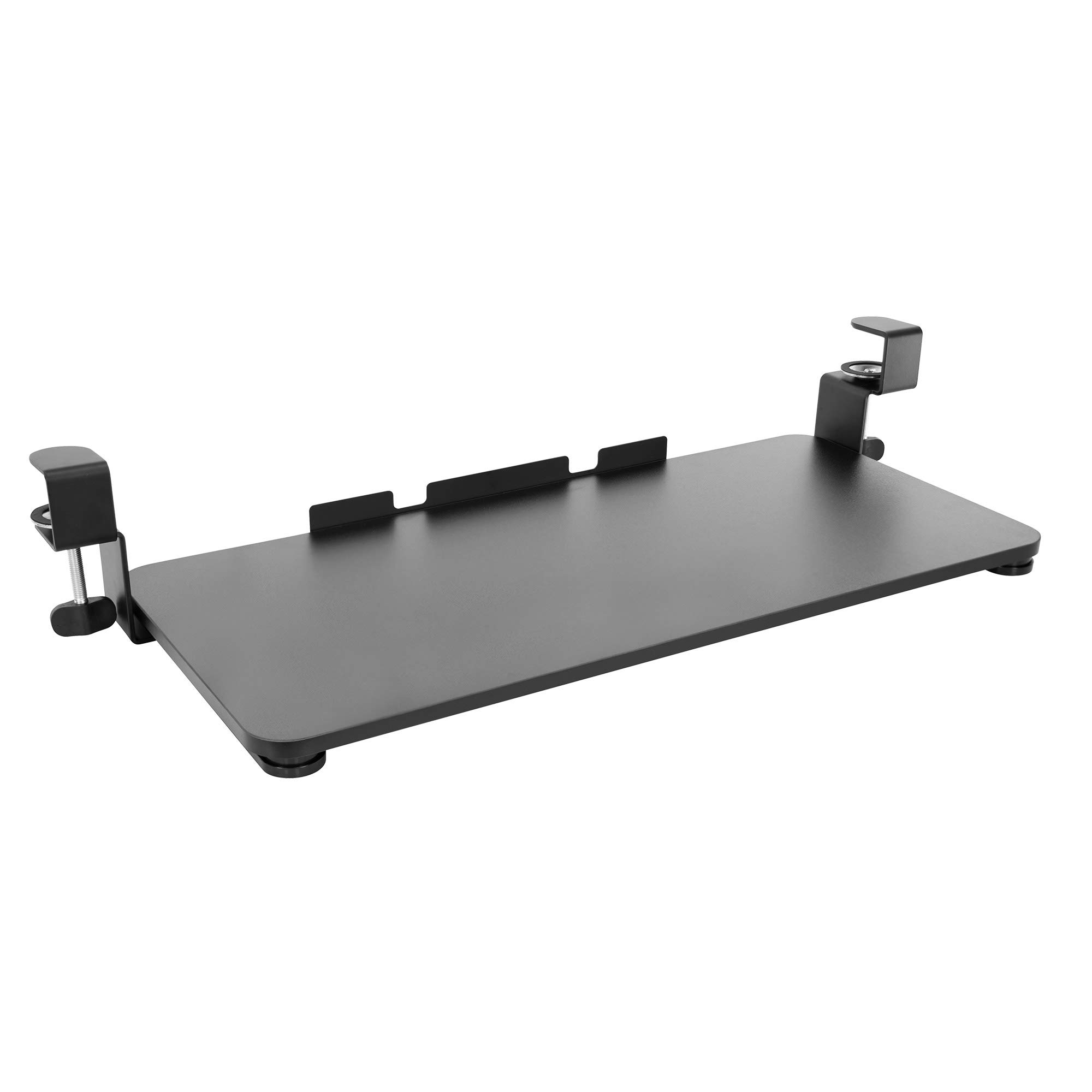 MOUNT-IT! Clamp Keyboard Tray [26.4" x 11.8"] Ergonomic Sliding Under Desk Keyboard and Mouse Platform, Retractable Undermount Drawer, Easy to Assemble with No Screws or Scratches (Black)